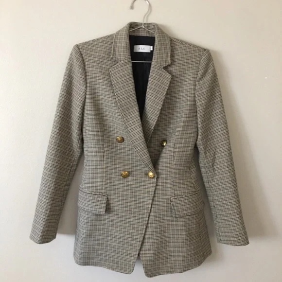 A.L.C. Sedgwick Houndstooth Blazer Grey Multi 0 - Picture 3 of 8